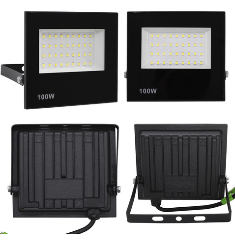 Kit 10 Holofote Refletor Led Eco Pro 100w C/ 3 Opções De Luz Carcaça Preto Luz Branco-quente