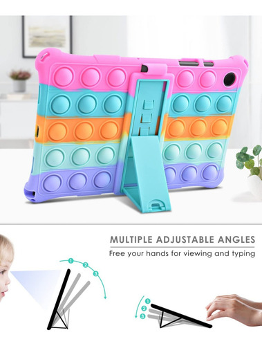 Funda Para Galaxy Tab A8 10.5 X200 Con Correa Pop It Color ARCOIRIS ROSA