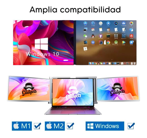 2 Pantallas Para Laptop Portátil Doble Monitor 15'' 1080p Hd