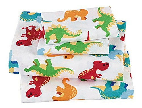 Juego De Sábanas Linen Plus Para Niños - Adolescentes Dinosa