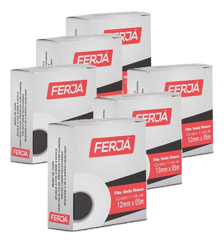 Veda Rosca Fita 12mm X 5m 100% Ptfe Puro Resistente Kit 6un