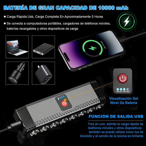 Bicicleta Luz Recargable Usb 6000 Lúmenes Impermeable Led