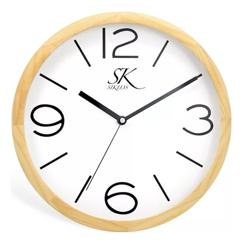 Reloj Pared Madera Siklos 20cm Silencioso Cafe Claro Color de la estructura Marrón claro Color del fondo Blanco