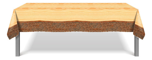 1 Mantel Redondo De Plástico De Grano De Madera Para Fiesta,