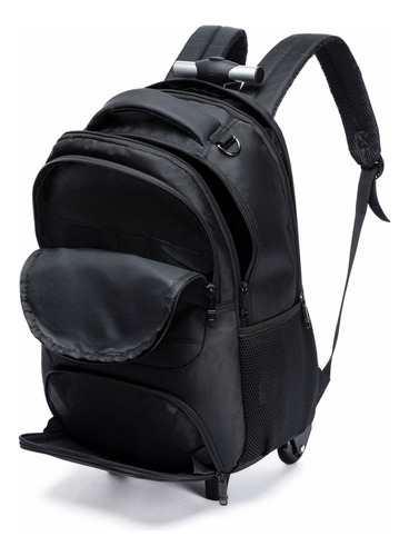 Mochila Executiva De Rodinhas Resistente Trabalho Notebook Cor Preto Desenho Do Tecido Liso