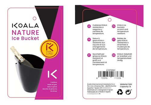 Cubeta Opaco De Acrílico Negro Y Metal Talla Única