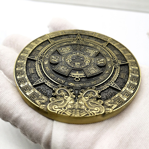 Moneda Con Medallón De Bronce De La Profecía Maya De 80 Mm D