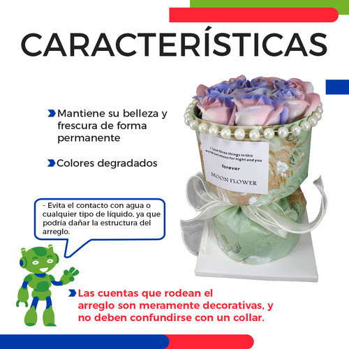 Ramo de Rosas Decorativas Artificiales Regalo para Novia Slim Company Flores Artificiales Eternas Color Verde 8 Piezas