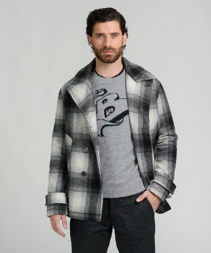 Saco Cruzado Paño A Cuadros Hombre Brooksfield 7058b
