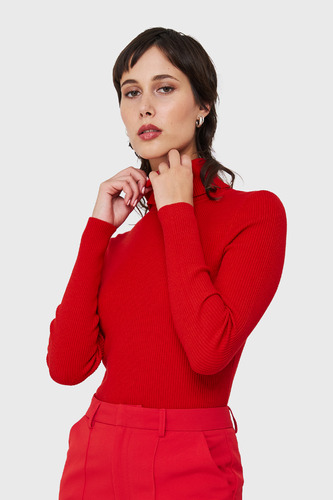 Sweater Tejido Canalé Rojo Nicopoly