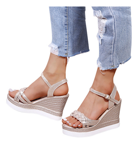 Sandalias De Mujer Con Hebilla De Metal, Cómodos Zapatos De