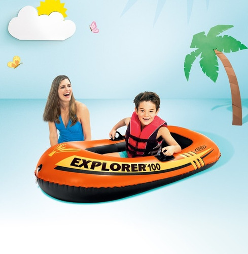 Imagen 4 de 10 de Bote Inflable Explorer 100 / 1 Persona Intex, Acuarela