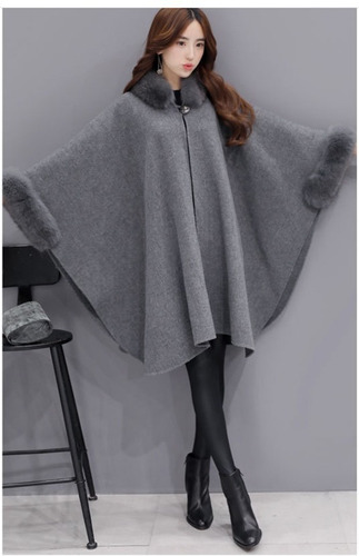 Capa Chal Mujeres Estilo Coreano Cuello De Piel De Invierno