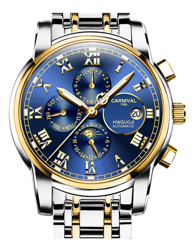 Carnival Máquina Automática Para Hombre Reloj Azul Multifunc