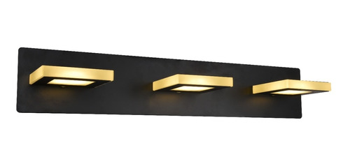 Aplique Pared Luz Led 3 Luces 15w Moderno Baño Negro Mks