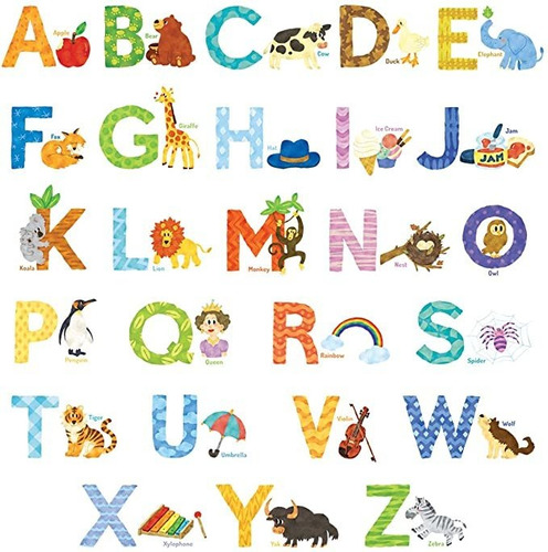 Decowall Ds-8003 Del Alfabeto Animal De La Acuarela Niños Pe