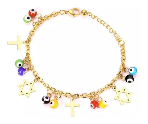 Pulseras Ojitos Cruz Estrella Corazón Árbol Acero Inoxidable