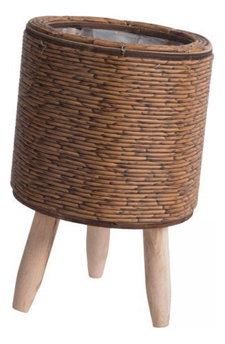 2 Cesta Para Plantas Con Patas, Maceta Cilindro Marrón