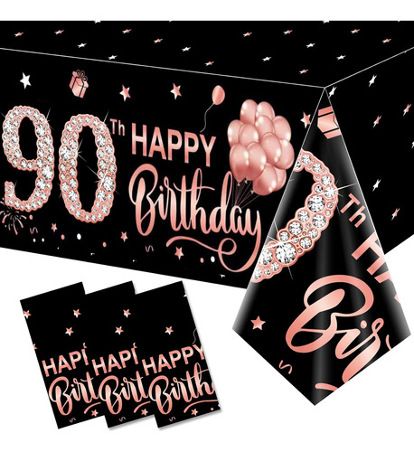 3 Paquete De 90 Cumpleaños Decoraciones De Mesa Mujere...