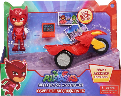 Pj Masks Owlette Juguete Moto Super Moon Figura Articulable