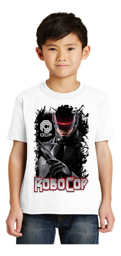 Camiseta Camisa Robocop Policial Futuro Infantil Criança A