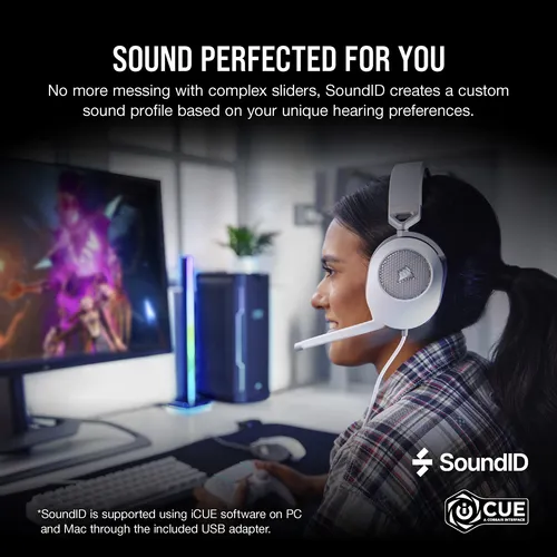 Auriculares Para Juegos Corsair Hs65 Surround White Con Soni