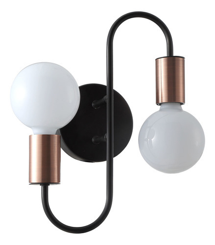 Luminária Arandela Moderna Dupla Trace Abajur Parede Soquete E27 P/ Lampadas Decorativas St1353 Cor Preto 110V/220V (Bivolt)