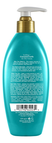 Crema Air Dry Ogx Locking + Coconut Curls 180 Ml