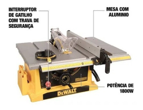Imagem 3 de 3 de Serra De Bancada 10 Polegadas 1800w Dwe7470 Dewalt 220v