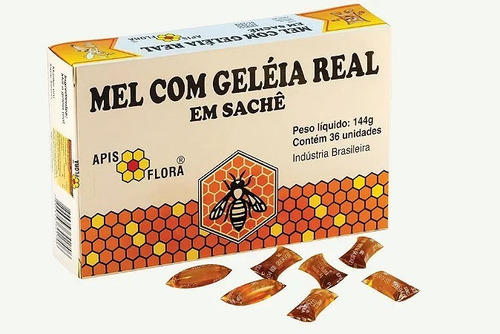 Mel Com Geléia Real Natural Em Sache (36x4g) 144g Apis Flora