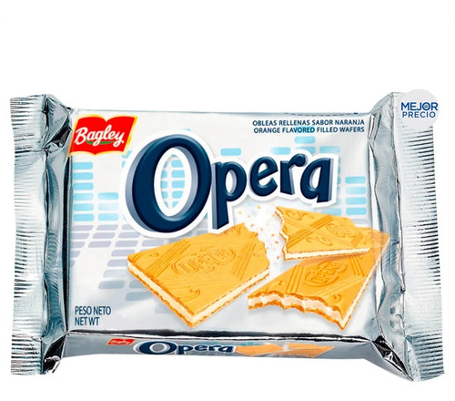 Imagen 1 de 6 de Obleas Opera Rellenas Sabor Naranja Bagley - Mejor Precio