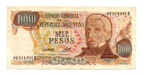 Billete 1000 Pesos Ley, Bottero 2454, Año 1981 Usado Bueno