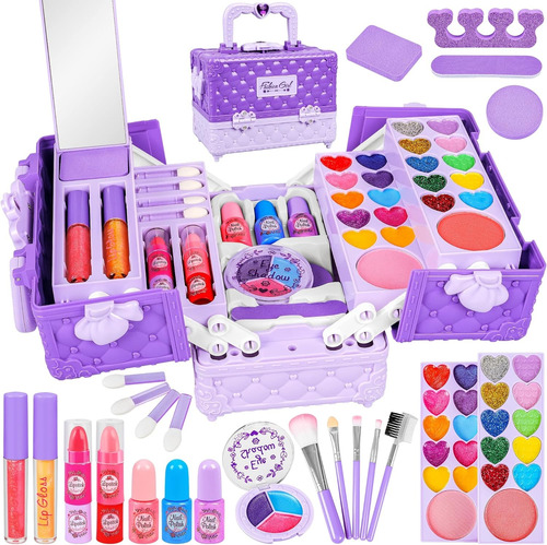  Kit De Maquillaje Lavable Para Niñas De 44 Piezas 