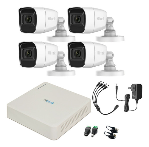 Hilook Kit de Camaras de Seguridad Exterior HLPS-PLUS-SC Video Vigilancia TurboHD 1080p CCTV 4 Cámaras Bala con Micrófono Integrado