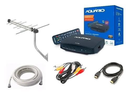 Kit Conversor Digital + Antena Externa + Mastro + Cabo 8 Mts