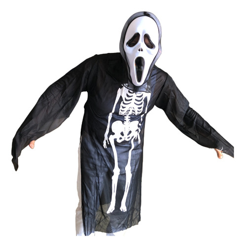 Túnica Disfraz Esqueleto Fantasma Horror Para Adultos Y Niños Mnr