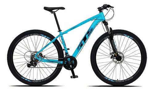 Bicicleta aro 29 Gts Dexter 24 marchas freio a disco cor azul pantone com preto tamanho do quadro 21