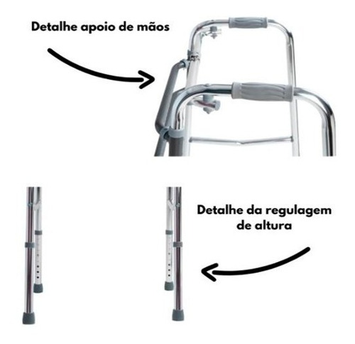 Imagem 2 de 5 de Andador Para Idoso Leve Dobrável Praxis Fixo E Articulado