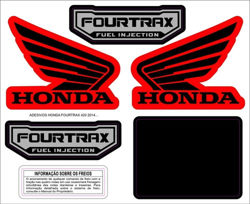 Adesivos Quadri Honda Fourtrax 420 2014 / .... Cor Vermelho