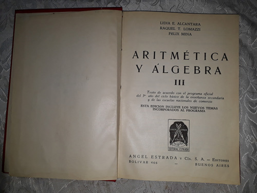 Aritmética Y Álgebra Iii-alcantara-lomazzi-mina
