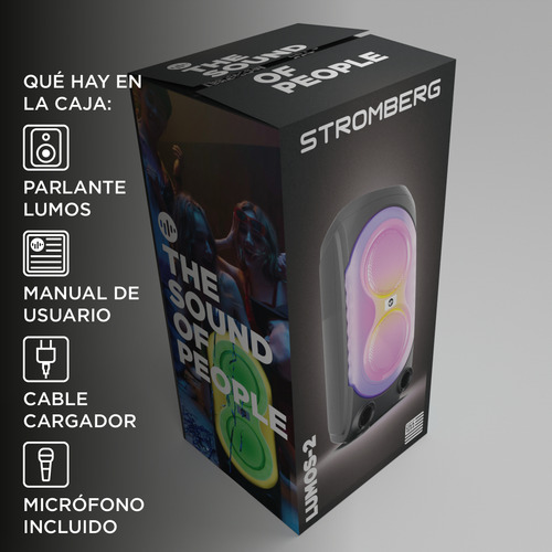 Parlante Portatil Bluetooth Stromberg Lumos 2 Con Microfono Color Negro