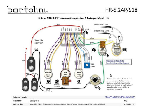 Imagem 3 de 8 de Circuito Bartolini Ativo E Passivo 5 Pots Hr-5.2ap/918