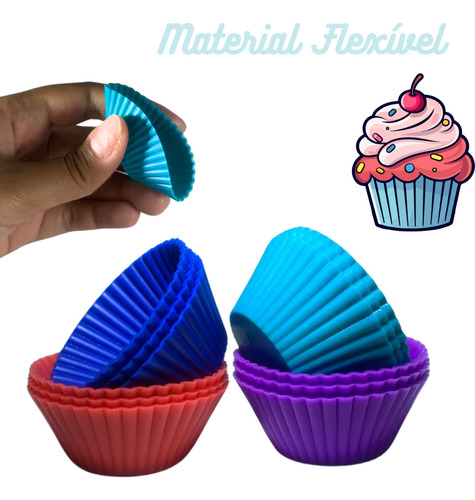 12 Forminhas Mini Cupcake Silicone Redonda Ø 5 Cm Gelatinas