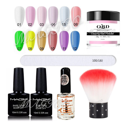 Kit Dipping Base Coat Top Coat Primer Uñas Gel Manicuria 