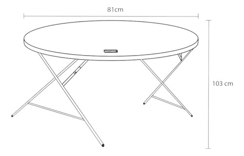 Mesa Plegable Redonda 81x74 Cms Gris Northwest