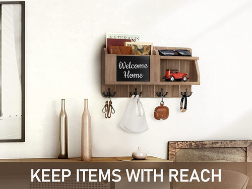 Rebee Vision Farmhouse Key And Mail Holder For Wall With She