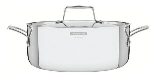 Cacerola Tramontina Grano Acero Inox 24 Cm 4.7 L Color Plateado