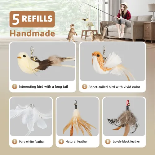 Cat Teaser Wand Toys Rosaui Interactive Bird Para Gatitos