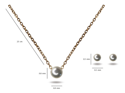 Set de Aretes con Collar Venus Oro Laminado 18k con Dije de Perla Moda Fina Elegante Unidad