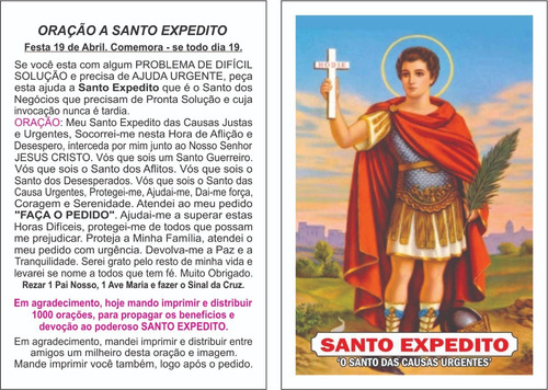 Milheiro Santinho Santo Expedito Oração De Promessa 1000 Pçs